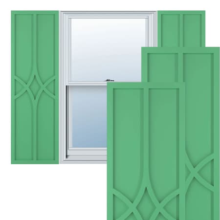 True Fit PVC Cedar Park Fixed Mount Shutters, Lilly Pads, 18W X 49H